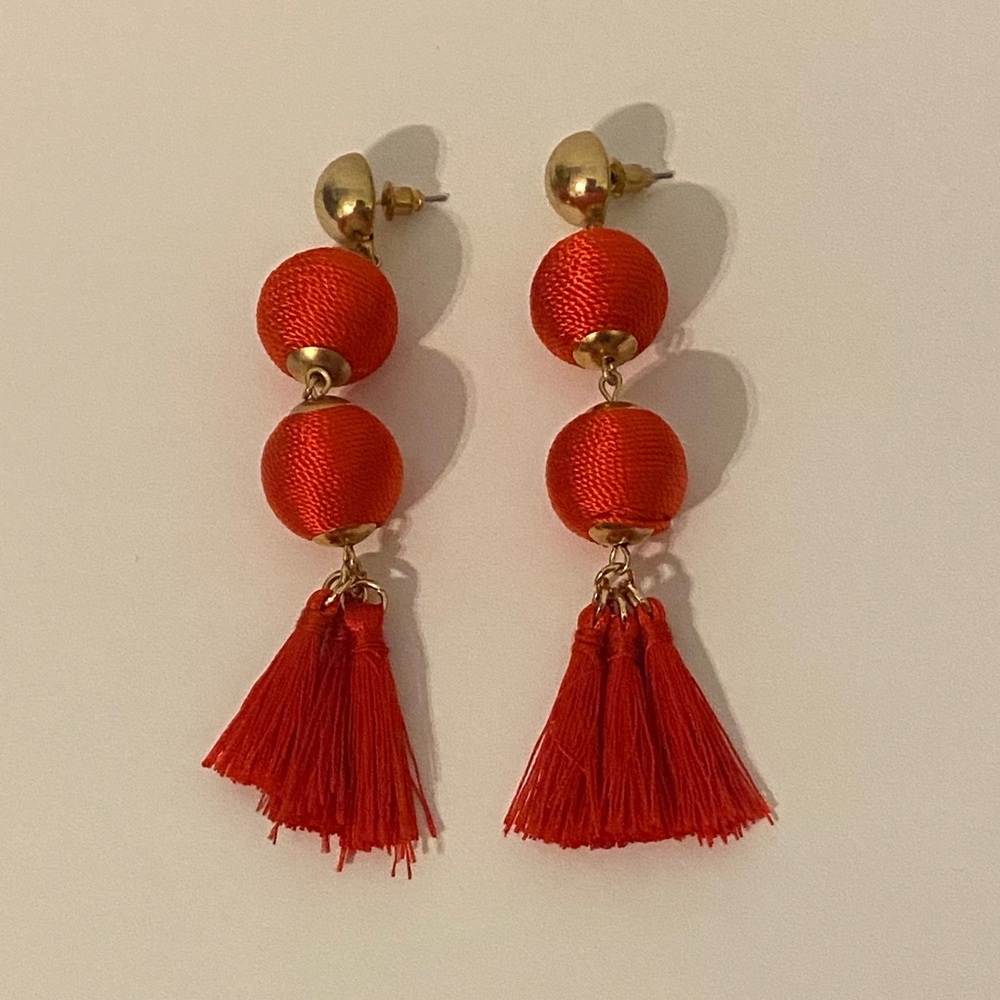 Elegant Red Tassel Earrings